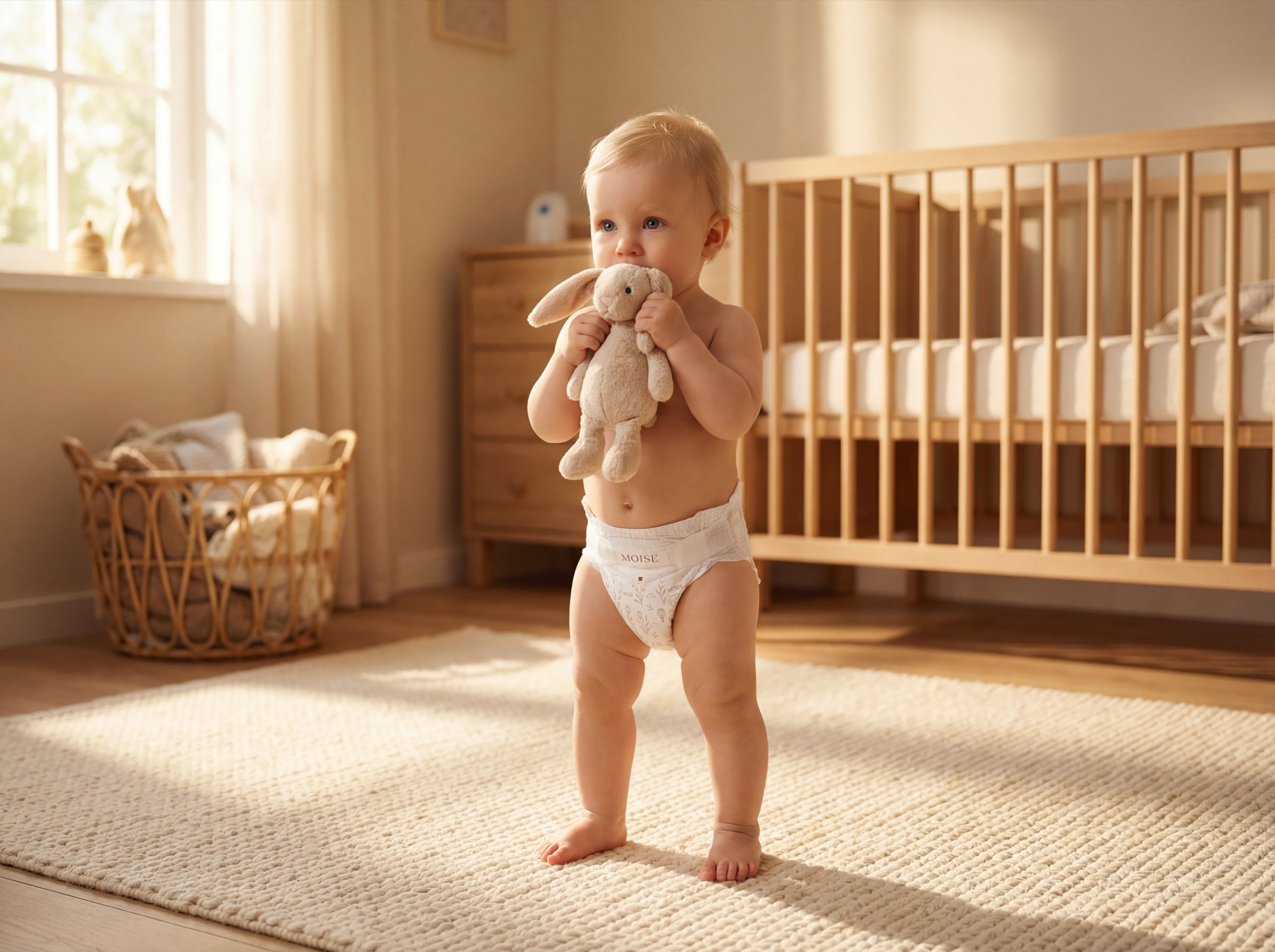 Baby wearing diaper pants