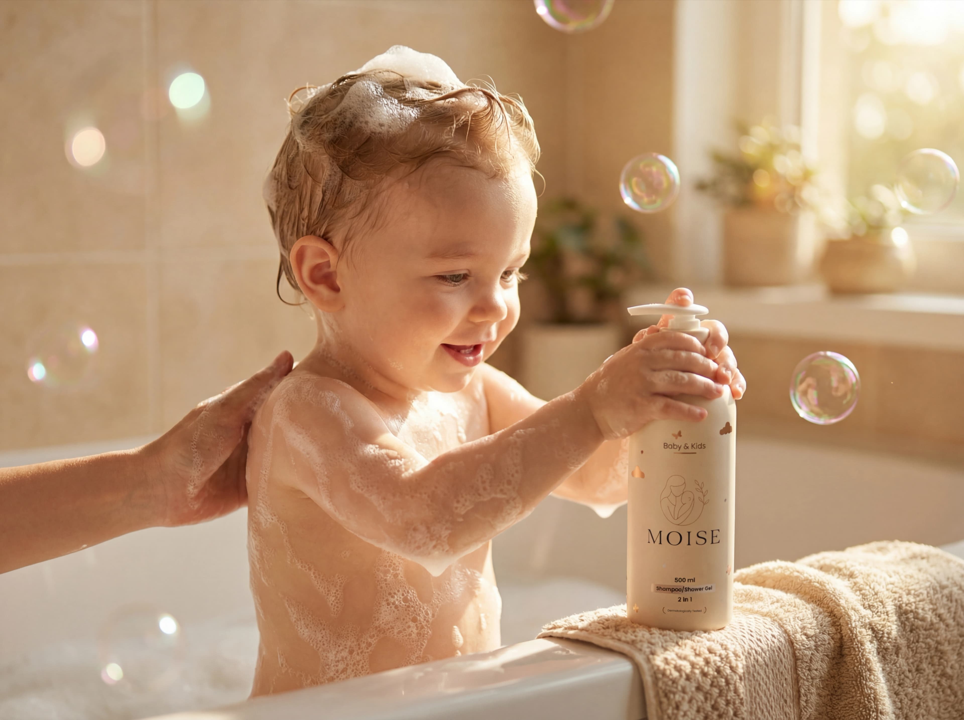 Baby with shampoo