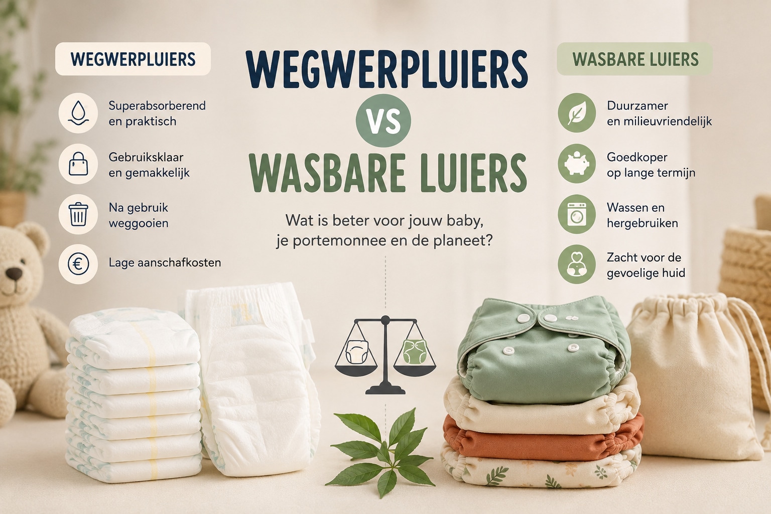 Wegwerpluiers vs wasbare luiers: wat past het beste bij jouw gezin?